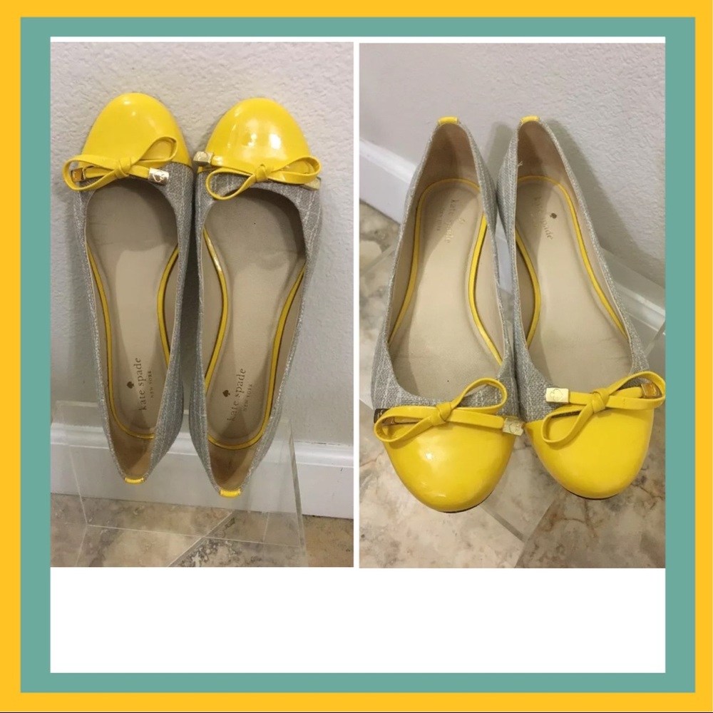 Kate spade heather yellow toed flats size 7.5